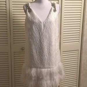 BCBG maxazria  white feather embellished 10